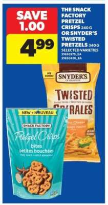 The Snack Factory Pretzel Crisps or Snyder's Twisted Pretzels