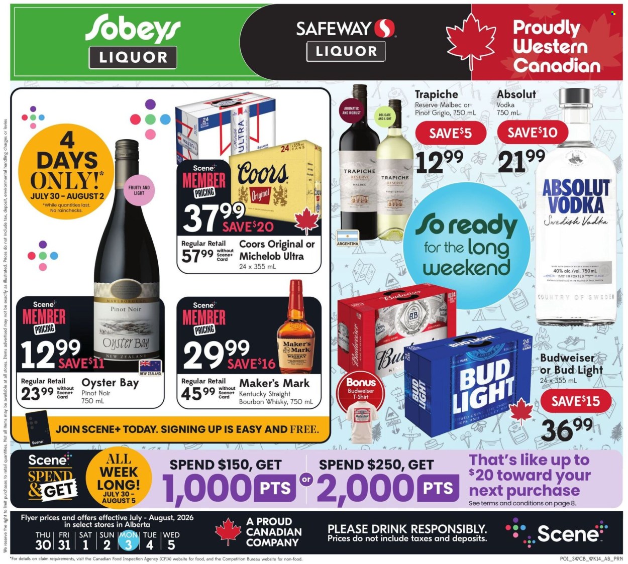 Sobeys Liquor flyer  - July 30, 2026 - August 05, 2026. Page 1