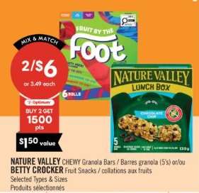 NATURE VALLEY Chewy Granola Bars / BETTY CROCKER Fruit Snacks