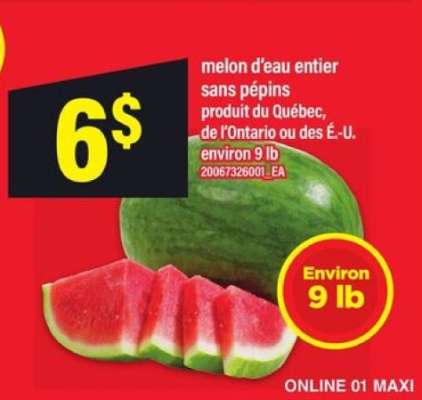 MELON D'EAU ENTIER SANS PÉPINS