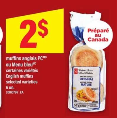muffins anglais PC ou Menu bleu