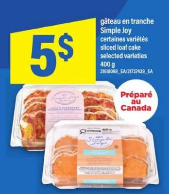 gâteau en tranche Simple Joy