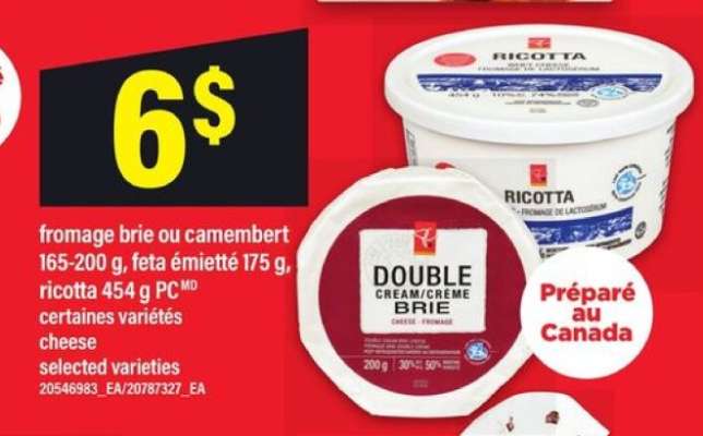 fromage brie ou camembert, feta émietté, ricotta