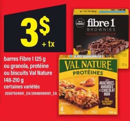 barres Fibre 1 ou granola, Protéine ou biscuits Val Nature