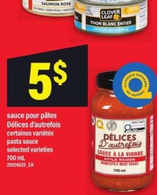sauce pour pâtes Délices d'autrefois