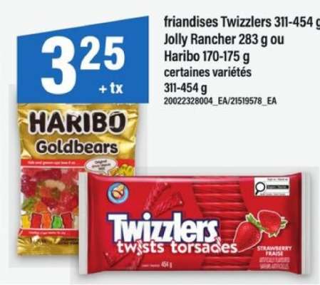 friandises Twizzlers, Jolly Rancher ou Haribo
