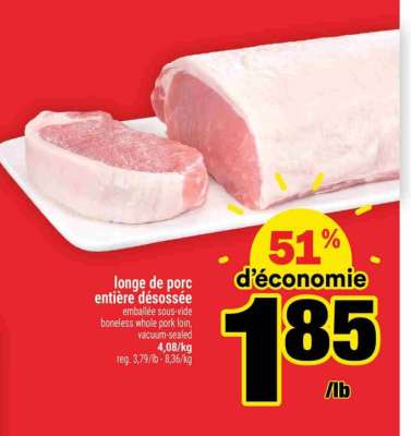 longe de porc entière désossée
