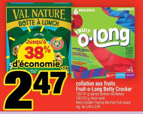 Collation aux fruits Fruit-o-Long Betty Crocker