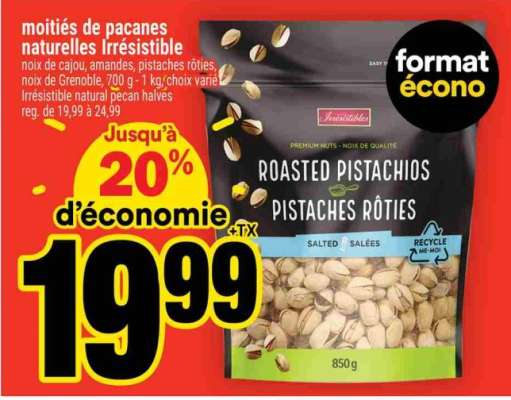 moitiés de pacanes naturelles Irrésistible