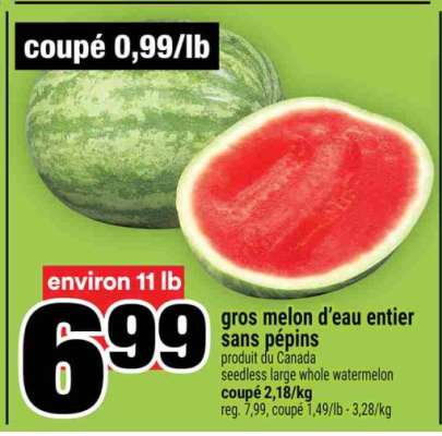 Gros melon d'eau entier sans pépins