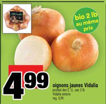 oignons jaunes vidalia