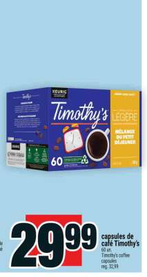 CAPSULES DE CAFÉ TIMOTHY'S