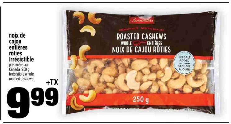 noix de cajou entières rôties Irrésistible