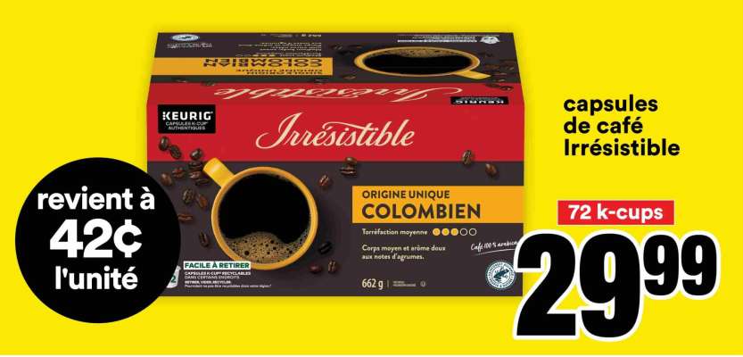 CAPSULES DE CAFÉ IRRÉSISTIBLE
