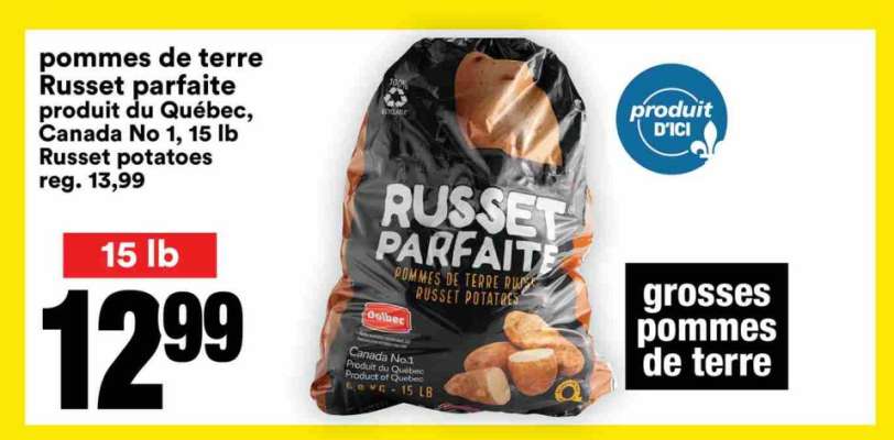 pommes de terre Russet parfaite