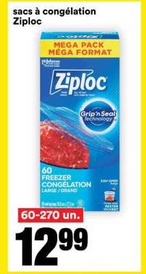 SACS À CONGÉLATION ZIPLOC
