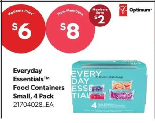 Everyday Essentials™ Food Containers Small, 4 Pack