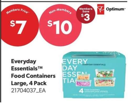 Everyday Essentials™ Food Containers Large, 4 Pack