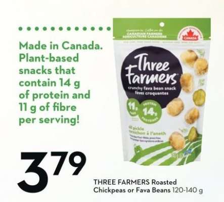 THREE FARMERS Roasted Chickpeas or Fava Beans