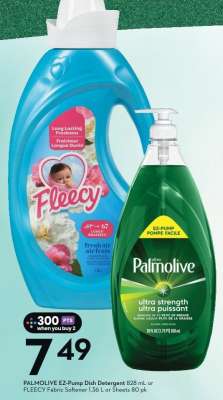 PALMOLIVE EZ-Pump Dish Detergent or FLEECY Fabric Softener