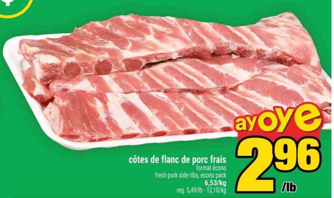 CÔTES DE FLANC DE PORC FRAIS