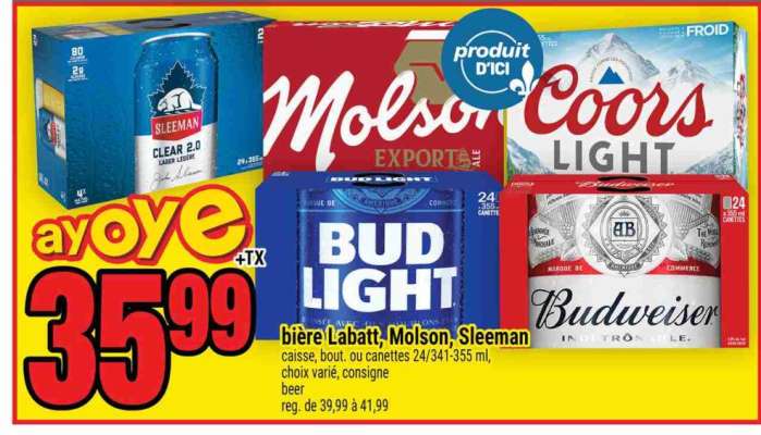 BIÈRE LABATT, MOLSON, SLEEMAN