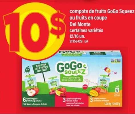 compote de fruits GoGo Squeez ou fruits en coupe