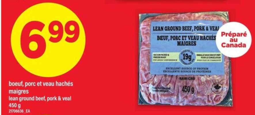 bœuf, porc et veau hachés maigres