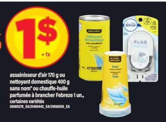 assainisseur d'air 170 g ou nettoyant domestique 400 g sans nom ou chauffe-huile parfumée à brancher Febreze