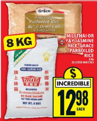 Mili Thai or Y&Y Jasmine Rice, Grace Parboiled Rice