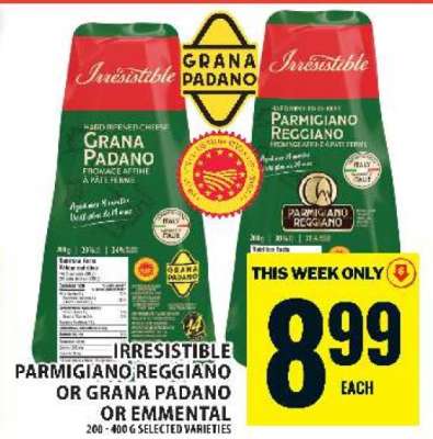 Irresistible Parmigiano Reggiano or Grana Padano or Emmental