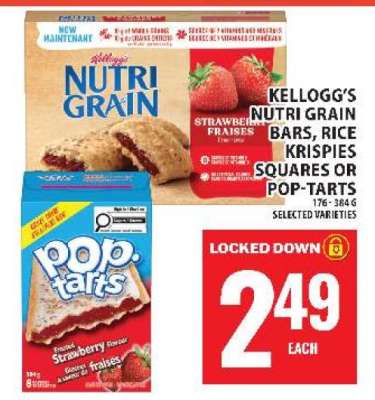 KELLOGG’S NUTRI GRAIN BARS, RICE KRISPIES SQUARES OR POP‑TARTS