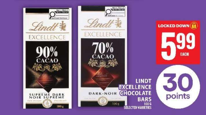 LINDT EXCELLENCE CHOCOLATE BARS