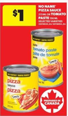 NO NAME PIZZA SAUCE OR TOMATO PASTE