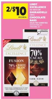 Lindt Excellence or Ghirardelli chocolate bars