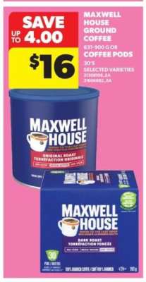 Maxwell House Ground Coffee or Coffee Pods