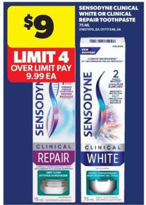 Sensodyne Clinical White or Clinical Repair Toothpaste