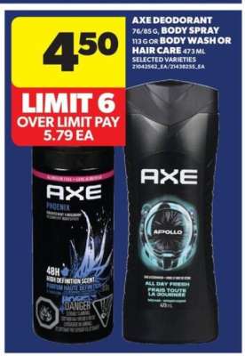 AXE Deodorant, Body Spray, Body Wash or Hair Care