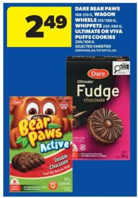 Dare Bear Paws, Wagon Wheels, Whippets, Ultimate or Viva Puffs Cookies