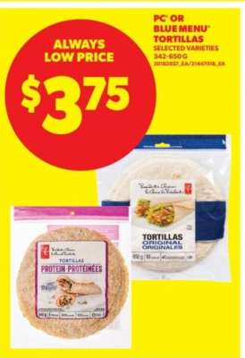 PC or Blue Menu Tortillas
