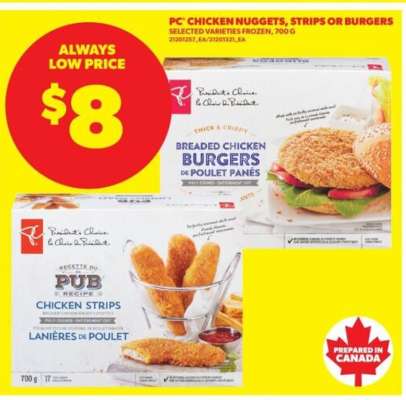 PC Chicken Nuggets, Strips or Burgers