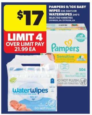 Pampers 9/10x Baby Wipes or WaterWipes