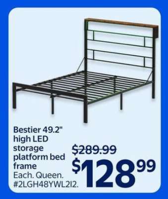 Bestier 49.2" high LED storage platform bed frame