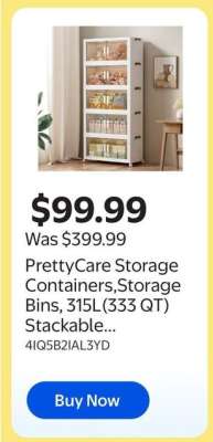 PrettyCare Storage Containers, Storage Bins, 315L (333 QT) Stackable