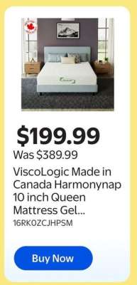 ViscoLogic Made in Canada Harmonynap 10 inch Queen Mattress Gel