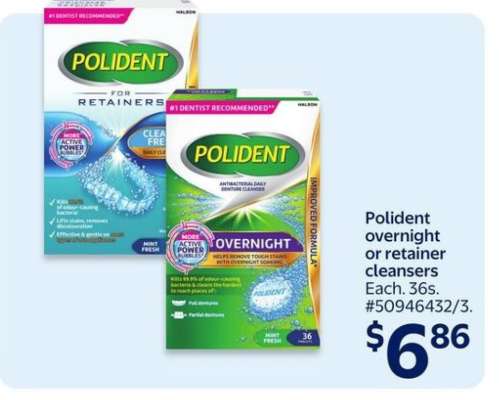 Polident overnight or retainer cleansers