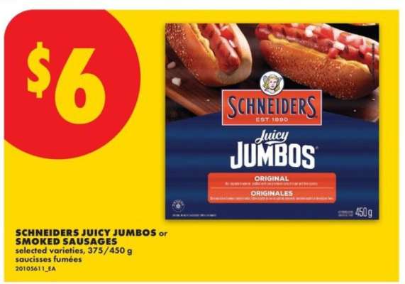 SCHNEIDERS JUICY JUMBOS OR SMOKED SAUSAGES