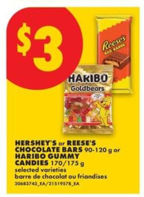 HERSHEY'S or REESE'S CHOCOLATE BARS or HARIBO GUMMY CANDIES