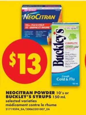 NEO CITRAN POWDER 10's or BUCKLEY'S SYRUPS 150 mL