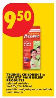 TYLENOL CHILDREN'S or INFANTS PAIN RELIEF PRODUCTS